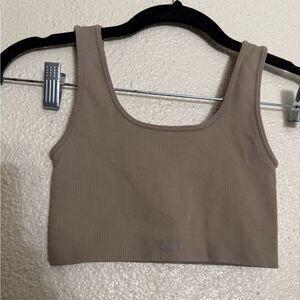 Set Active sand color Sculptflex Box Cut Ribbed Women's Sports Bra size XS